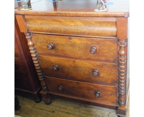 A Victorian Mahogany Scotch chest with upper concealed drawer over three long drawers