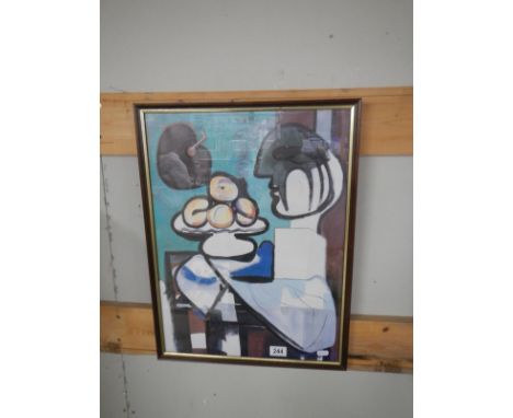 A framed and glazed print in the style of Picasso.