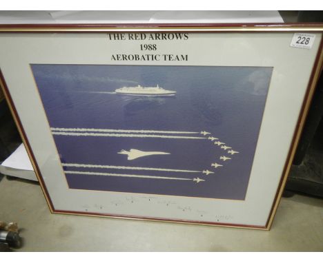 A Framed and glazed Red Arrows print with signatures.