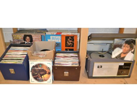 Records - Lps and single, inc Sex pistols. Jam, Abba, Tv and Film, easy listening etc large qty;  a vintage Pye Monarch table