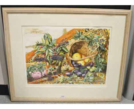 Rosalind Forster, by and after, Still life Autumn, fruits, artist proof lithograph print, signed, dated 89, 43 x 58cm
