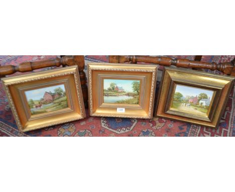 R. Simms,
watermill with cattle,
oil on board,
others similar in ornate frames (3)