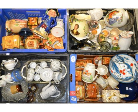Ceramics & Glass - a Burleighware Nell Gwyn jug;  another musical toby jug;  cottage ware , vases, chamber stick etc ( 4 boxe