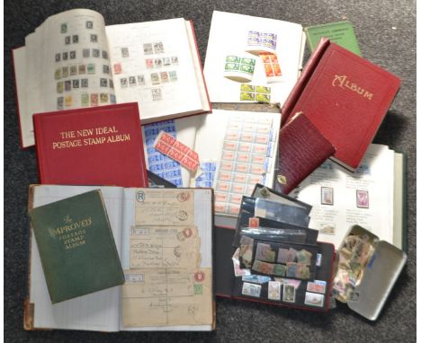 Stamps - Postal History, Two New Ideal Stamp albums, with contents, A- J and K - Z; others, containing UMM pre-decimal, etc; 