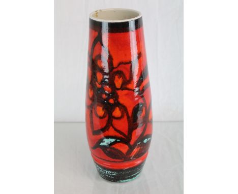 Poole Pottery large vase with abstract floral design, shape number 85, stamped factory mark number 47 (in use between 1966 an
