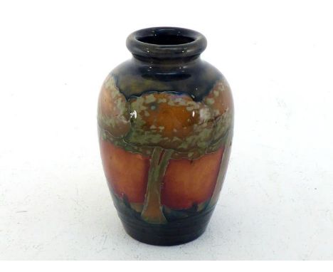 A William Moorcroft Eventide Landscape pattern baluster vase in muted evening colours, the underside with impressed marks "94