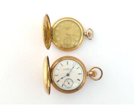 A late 19th century rolled gold full hunter pocket watch by Illinois Watch Co., the four piece Dennison case no. 446330, the 