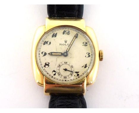 ROLEX, a 1920s 18 carat gold mid size manual wind wristwatch, the case import marked Glasgow 1927, Rolex Watch Company incuse