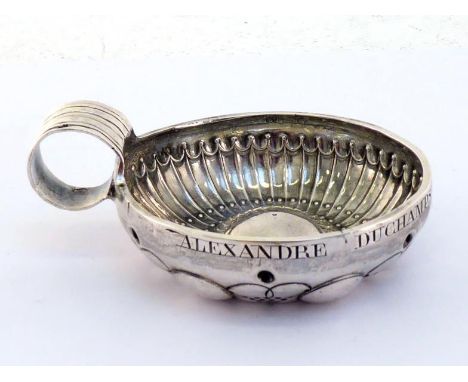 A French Provincial silver wine taster, mark of BG with devices above and below, 1st. standard, 1819/38, ribbed ring handle, 