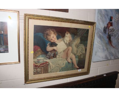 A framed and glazed pears print "Play Mates"