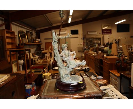 A figural decorated table lamp