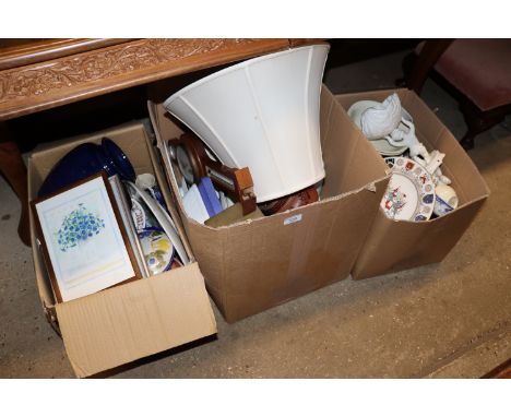 Three boxes of various china to include Royal Worcester, Spode, Aynsley, Grindley etc.