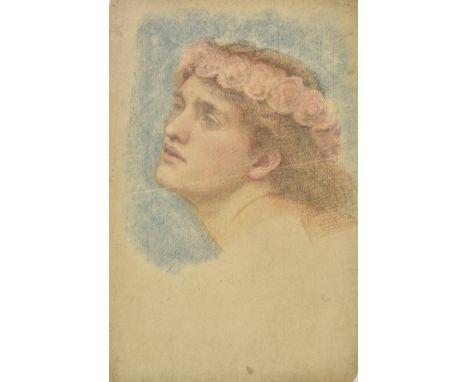 *De Morgan (Evelyn, 1855-1919). Head of a young woman, pastel with pencil on laid paper, half profile portrait to left of a y