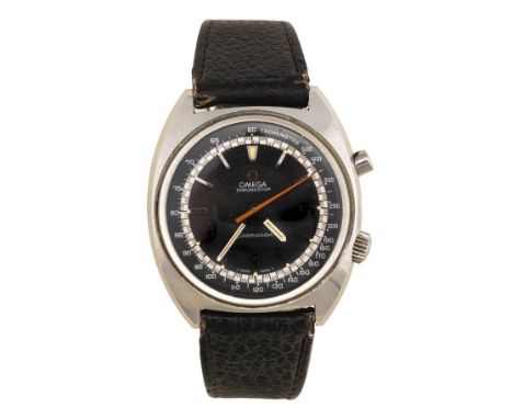 *Wristwatch. Gents Omega Chronostop Seamaster wristwatch circa 1968,  black dial with silver and illuminated batons, tachymet