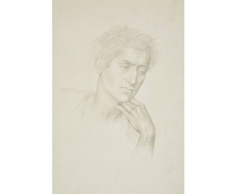 *De Morgan (Evelyn, 1855-1919). Male head study for The Valley of Shadows, pencil on card, head and shoulders portrait of a y