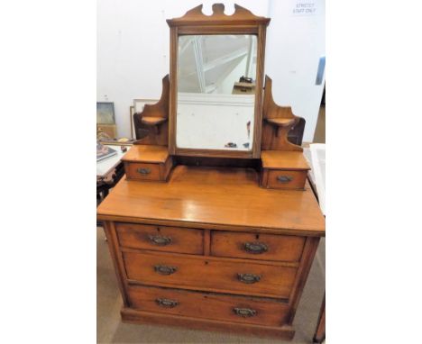 *Bedroom Furniture. Victorian Aesthetic influence satin wood washstand,  with marble top surmounted by splash back inset with