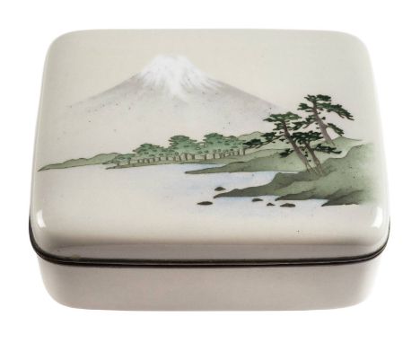 *Cloisonné Box. Japanese cloisonné box, probably Meiji period (1868-1912),  the cover with wireless enamel work decorated wit