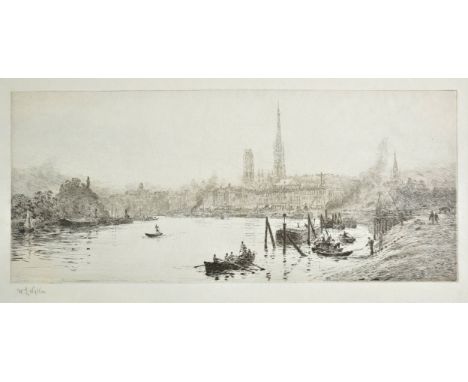 *Wyllie (William Lionel, 1851-1931 ). Rouen,  drypoint etching, signed in pencil lower left, light staining to lower blank ma