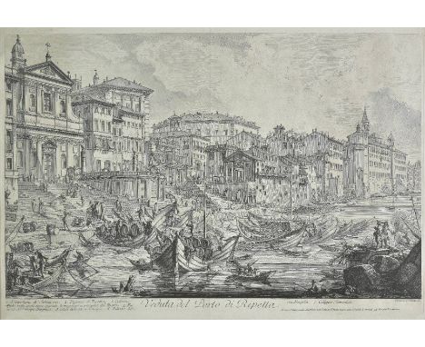 *Piranesi (Giovanni Battista, 1720-1778). Veduta del Porto di Ripetta (from Vedute di Roma), 1753,  etching on laid paper, 4t