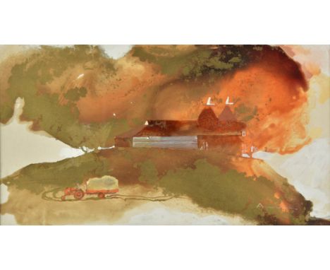*Aynscomb-Harris (Martin John, born 1937). A group of four landscapes, circa 1990s,  watercolour, gold and gouache on paper, 