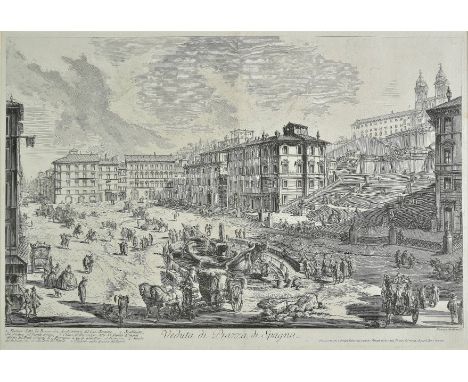 *Piranesi (Giovanni Battista, 1720-1778). Veduta di Piazza di Spagna (from Vedute di Roma), 1751,  etching on laid paper, the
