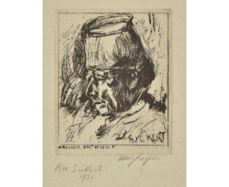 *Rayner (Henry, 1903-1957). R.W. Sickert, 1931,  etching on cream wove paper, signed, titled and dated, and annotated below '