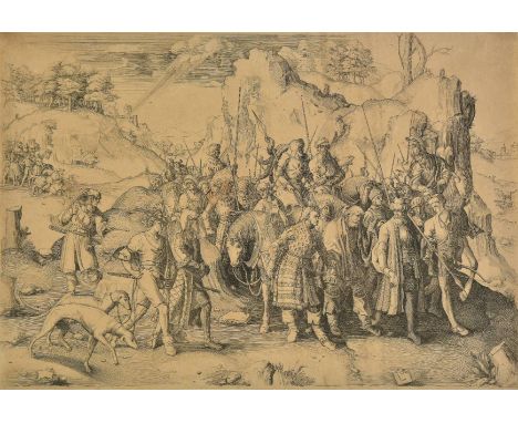 *Leyden (Lucas van, 1489/94-1533). The Conversion of St. Paul, 1509,  large engraving on cream laid paper (without watermark)