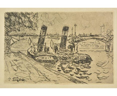 *Signac (Paul, 1863-1935). Le Pont des Arts avec Remorqueurs, 1927,  etching and aquatint on japan, from the edition of 250 p
