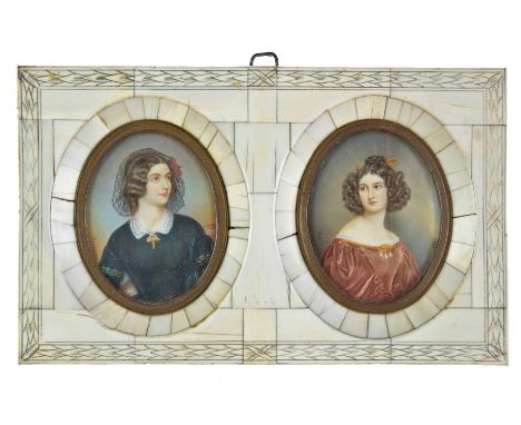 *Portrait miniatures. Five oval portrait miniatures, mid-late 19th century,  together five half-length portraits, hand-painte