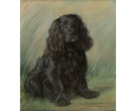 *Kirmsie (Persis, 1884-1955). 'Truro Dick's Dog', 1939, pastel on paper portrait of a black cocker spaniel, signed and dated 