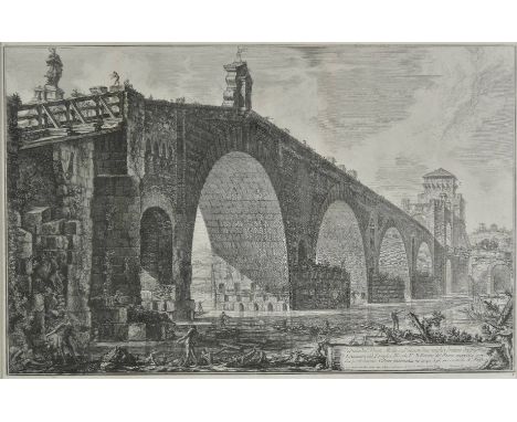*Piranesi (Giovanni Battista, 1720-1778). Veduta del Ponte Molle sul Tevere due miglia lontan da Roma (View of the Milvian Br