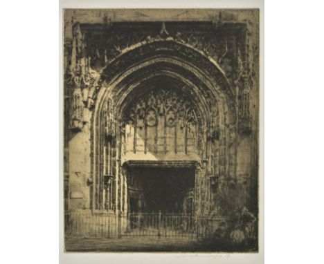 *Menpes (Mortimer, 1855-1938). Cathedral Doorway,  drypoint etching on thick wove paper, a rich warm impression, printed with