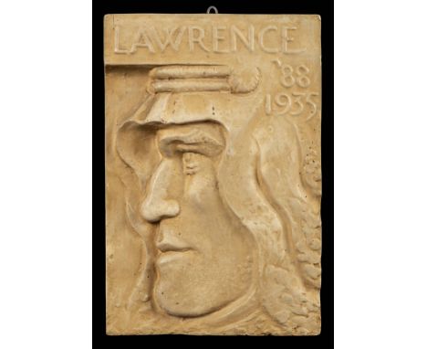 *Lawrence (T.E.). Commemorative plaster plaque, A commemorative plaster plaque with a side profile of Lawrence of Arabia comm