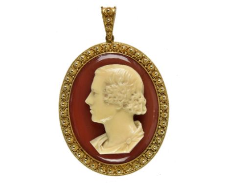 *Ivory Cameo Portrait. Profile portrait of a young man, possibly the Pre-Raphaelite painter Sir John Everett Millais (1829-18