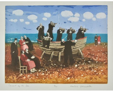 *Larusdottir (Karolina, 1943-). Concert by the sea,  colour aquatint, from the edition of 75, signed, titled and numbered 9/7