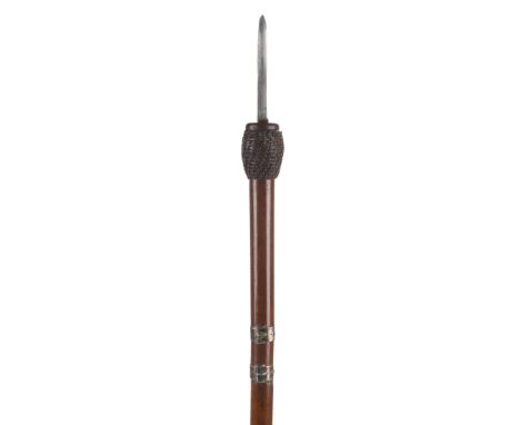 *Walking Cane. A Victorian flick stick combined with a cosh,  the heavy lead filled knop covered in woven waxed stringwork (t