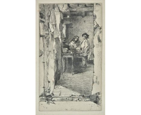 *Whistler (James Abbott MacNeill, 1834-1903). The Rag Gatherers (or Rag Pickers, Quartier Mouffetard, Paris), 1858,  etching 