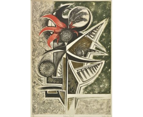*Coutu (Jack, 1924-2017). Autumn Plant, 1959,  colour etching with aquatint, signed, titled, dated and numbered 4/50, plate s