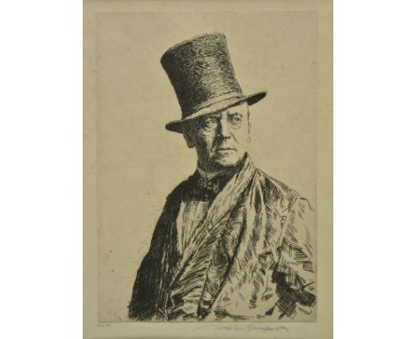 *Simpson (Joseph, 1879-1939). Portrait of James Pryde, 1930,  etching on cream laid paper, the second state, published in an 