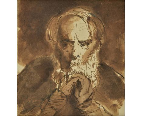 *Grant (Francis, 1803-1878). Portrait of the artist John Rogers Herbert (1810-1890),  pen, brown ink and brown wash on paper,