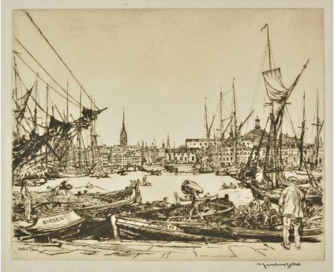 *AR Bone (Sir David Muirhead, 1876-1953).  Stockholm,  drypoint etching on wove paper, signed in pencil, plate size 20 x 24.7