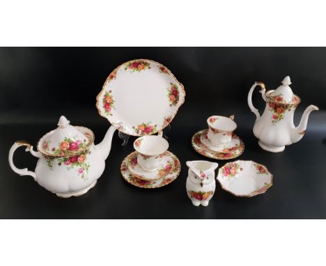 ROYAL ALBERT OLD COUNTRY ROSES TEA AND COFFEE SETcomprising a tea and coffee pot, two milk jugs, two cream jugs, six coffee c