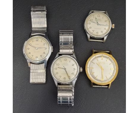 FOUR VINTAGE WRISTWATCHEScomprising two by Unitas, the backplates of each numbered 52130, one with expanding bracelet strap, 