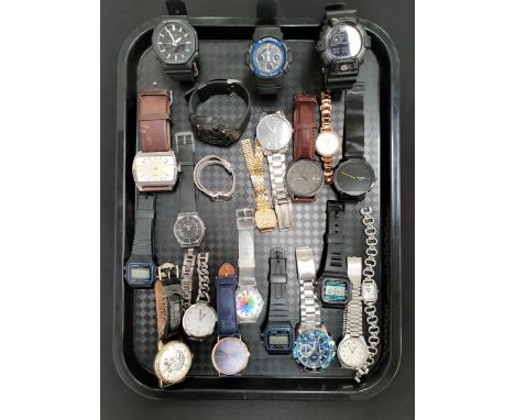 SELECTION OF LADIES AND GENTLEMEN'S WRISTWATCHESincluding G-Shock, Casio, Fcuk, Sekonda, Fossil, Rotary, Calvin Klein, G. Ros