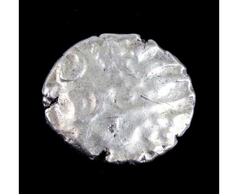 Celtic Britain, Iceni gold stater (c.45-40 BC), Norfolk Wolf type, obv: wreath, cloak and crescents, stylised head of Apollo,