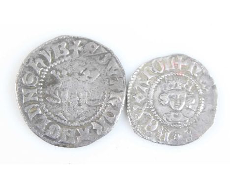 England, Edward II silver penny. EDWAR R ANGL DNS HYB. crowned facing bust. smiling face and pointed chin, rev: CIVITAS CANTO