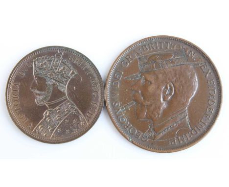 Great Britain, 1883 half penny, obv: Victoria bun head over engraved as a bearded crowned King, rev: Britannia seated with tr