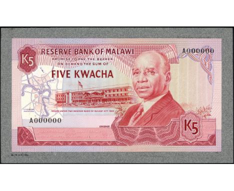 Malawi, PS NL, Linzmayer NL. Reserve Bank of Malawi, 5 Kwacha, L.1964, COMPOSITE FRONT AND BACK DESIGN. Capitol building with