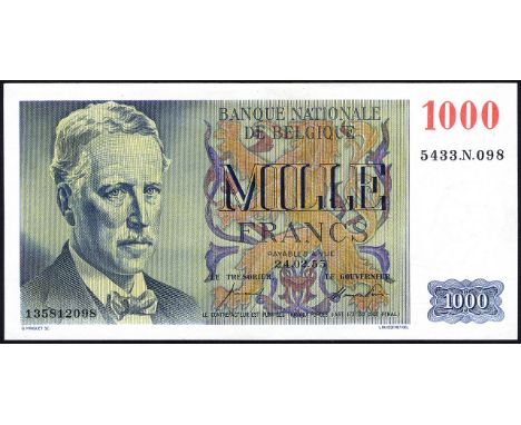 Belgium, NBBB-102b, P 131a, Banque Nationale de Belgique, 1,000 Francs, 24 February 1955. Portrait of King Albert at left on 