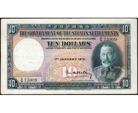 Straits Settlements, P 18a, Linzmayer B123a, The Government of the Straits Settlements, 10 Dollars, 1 Janauary 1931. Portrait